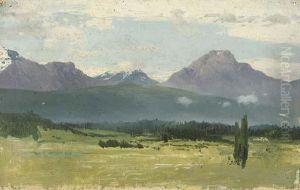 Study Of A Mountainous Landscape by Franz Roubaud