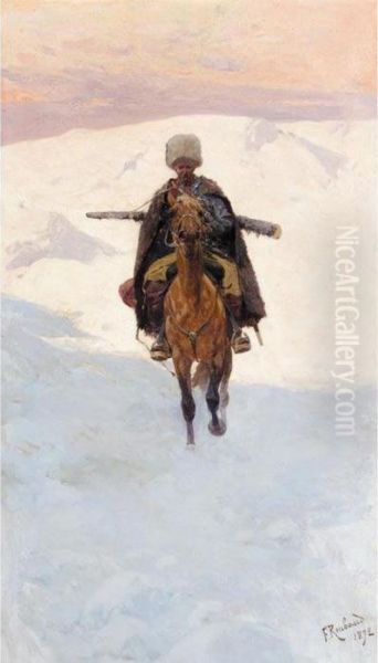Mounted Cossack On A Mountain Pass - view 1