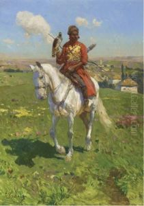 A Tcherkess Falconeer by Franz Roubaud