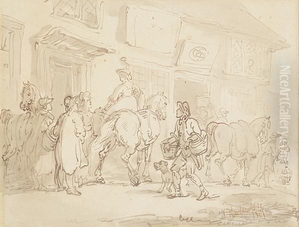 Figures Outside Of A Tavern - view 1