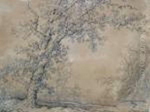 Ra -- Figures In A Wooded River Landscape; Reproduction Print, 17x20cm - view 1
