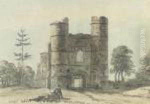 A Figure Before A Ruined Gate Tower by Paul Sandby
