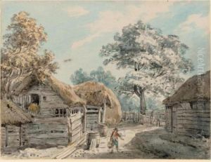 A Farmyard Scene, Near Windsor by Paul Sandby