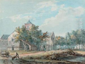 Figures Before A Village Church