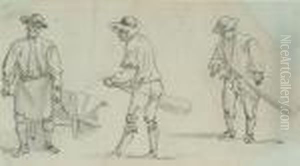 Workmen; Brewer's Dray; A Cart - view 1