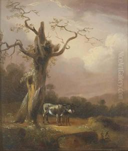 Two Donkeys By A Tree by Thomas Smythe