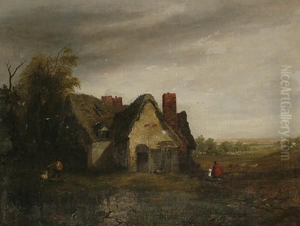 Figures Before Cottages - view 1