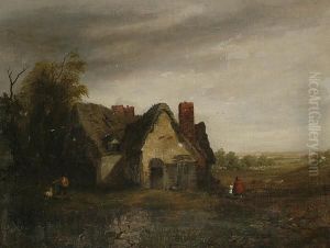 Figures Before Cottages by Thomas Smythe