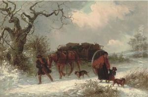 A Carrier With Passengers Parting In A Winter Landscape by Thomas Smythe