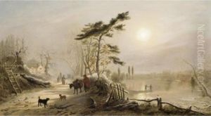 A Winter Village Scene by Thomas Smythe