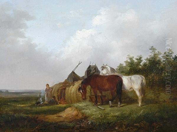 Gipsy Encampment With Two Horses - view 1