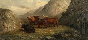 Highland Cattle Amidst The Glens by Thomas Smythe