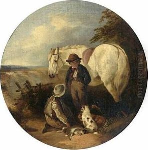 Two Boys With Pony, Dogs And Game, And Another Similar
