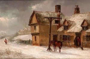 Horse Outside The Inn On A Wintry Day by Thomas Smythe