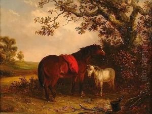 A Mare And Foal Beneath A Tree by Thomas Smythe