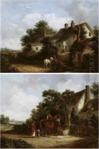 Country Scenes With Figures And Horses by Thomas Smythe
