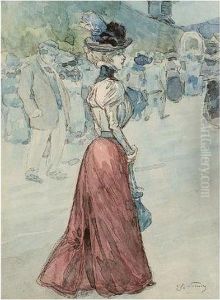 Demoiselle Pres Du Moulin Rouge by Henry Somm