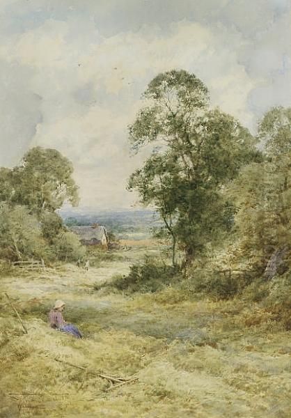 A Girl Resting In A Hayfield - view 1