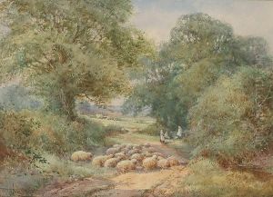 A Flock Of Sheep By A Country Road A Flock Of Sheep By A Country Road