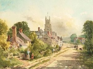 Mother And Child On A Village Street by Henry John Sylvester Stannard