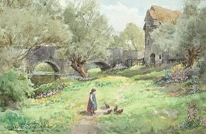 Feeding The Chickens; A Rural Cottage