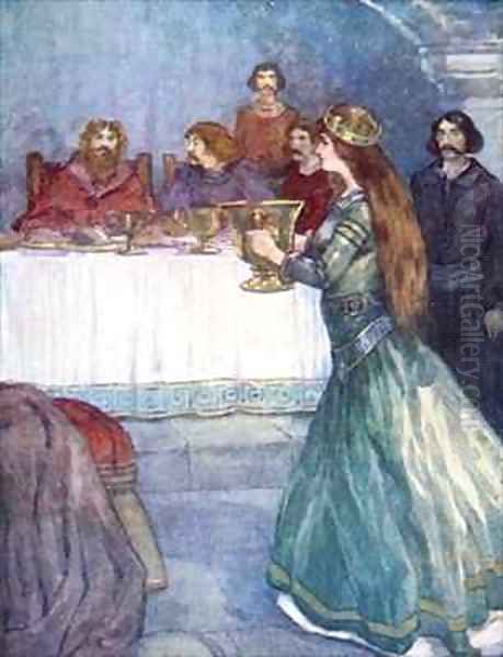 Rowena came into the room carrying a beautiful golden cup - view 1