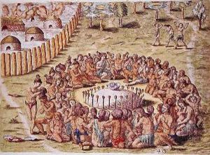 How the Chief is Buried by Jacques le Moyne de Morgues