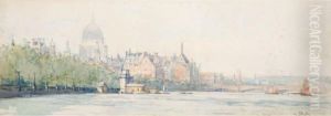 St Paul's And The Thames With Blackfriar's Bridge by Arthur Streeton