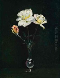 Pale Yellow Roses by Arthur Streeton