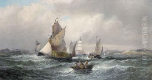 Hay Barges At The Mouth Of The Medway; And Shipping In A Calm Off The South Coast