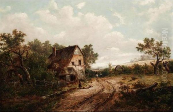 Landscape With Figures Outside A Cottage - view 1