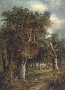 Figures In A Woodland by Joseph Thors