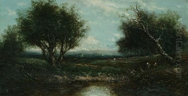 A Country Landscape With Figures In The Foreground - view 1