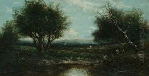 A Country Landscape With Figures In The Foreground by Joseph Thors