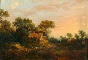 A Figure On A Pathway By A Country Cottage At Dusk