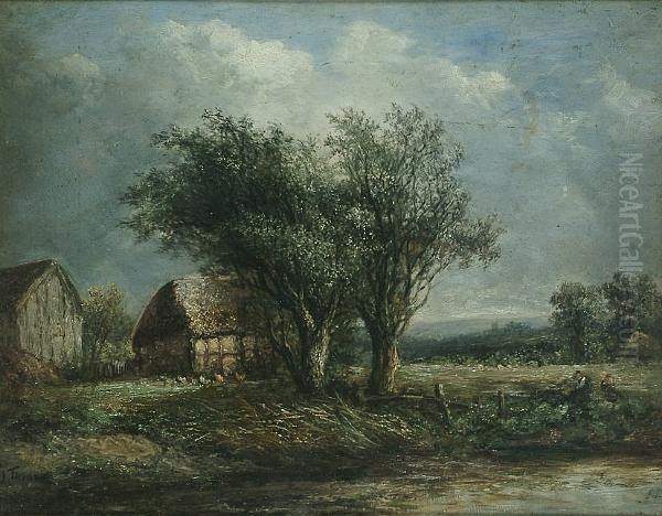 Rural Scene With Chickens Before A Barn - view 1