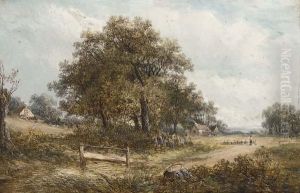 A Shepherd And His Flock In A Wooded Landscape