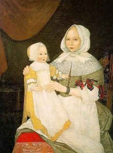 Mrs. Elizabeth Freake and Baby Mary 1671-74 by The Freake Limner
