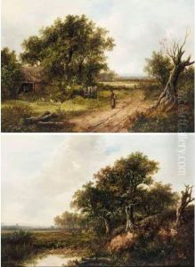 Feeding The Chickens; Wooded Landscape