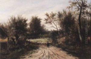 A Figure Walking On A Country Lane A Figure Walking On A Country Lane
