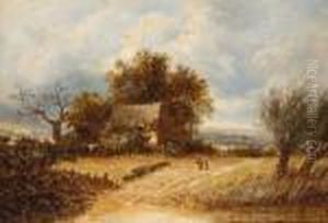 A Mother And Child By A Pond by Joseph Thors