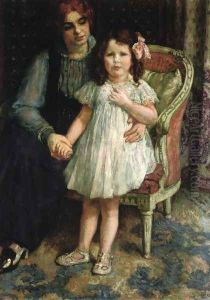 Portrait of Madame Goldner=Max and Her Daughter Juliette by Theo van Rysselberghe