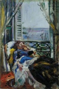 Frau Im Liegestuhl Am Fenster (woman In A Deckchair By The Window) by Lovis (Franz Heinrich Louis) Corinth