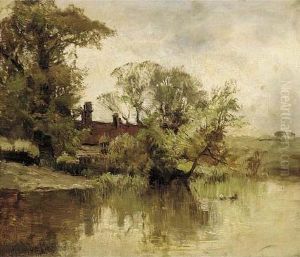 A Riverside Farm by Alfred de Breanski