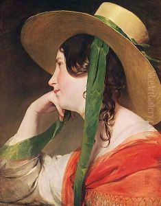 Girl in a Yellow Straw Hat by Friedrich Ritter von Amerling