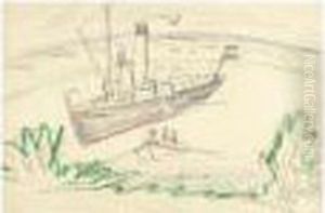 Dampfer Und Boot (steamboat And Boat) by Ernst Ludwig Kirchner