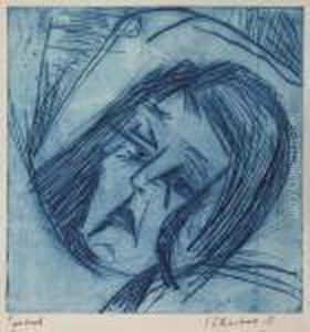 Liegender Madchenkopf by Ernst Ludwig Kirchner