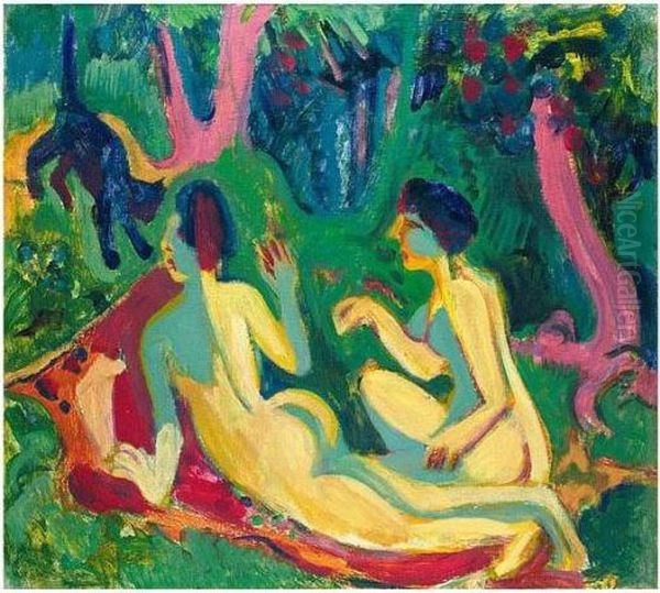 Akte Im Wald Mit Katze (nudes In A Wood With Cat) - view 1