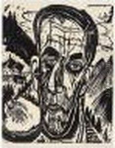 Kopf Van De Velde, Hell (dube Woodcuts 311) by Ernst Ludwig Kirchner