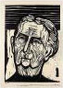 Alte Frau (frau Bauer) (d. H592) by Ernst Ludwig Kirchner